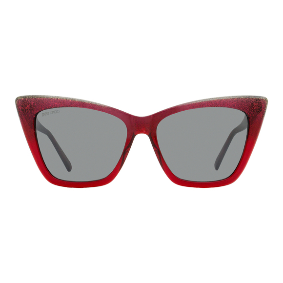 Jimmy Choo Cat Eye Sunglasses Lucine DXLT4 Red Glitter 55mm - Picture 2 of 2